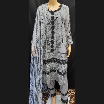 Gray And Black Embroidered Suit 42