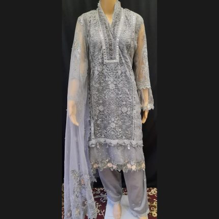 Gray Heavy Embroidered Suit 46