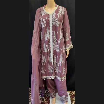 Mauve Taupe Embroidered Suit 46