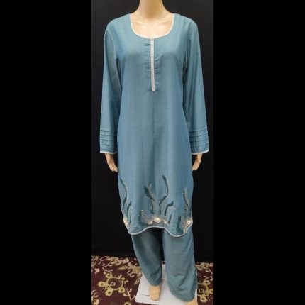 Muted Blue Handwork Co-ord Set With Pant 46
