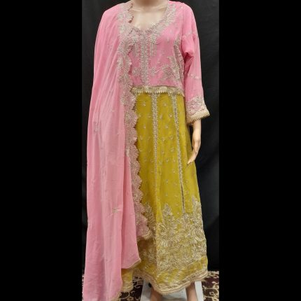 Pink And Green Gown With Dupatta 44