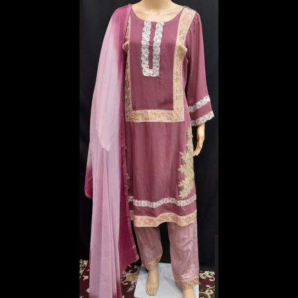 Mauve Lacework Top With Pant And Dupatta 46