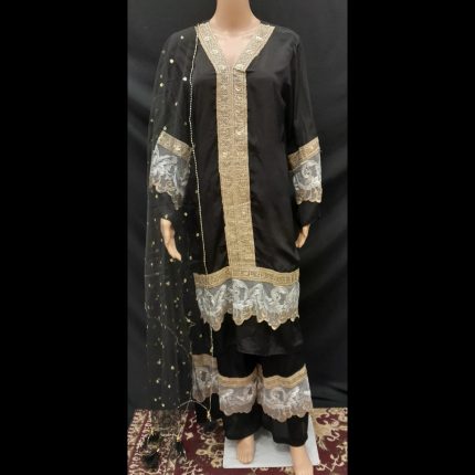 Black Lacework Top With Plazo And Dupatta 46