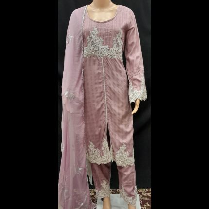 Muted Pink Patchwork Top With Pant And Dupatta 46