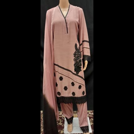 Pastel Pink Lacework Top With Pant And Dupatta 44