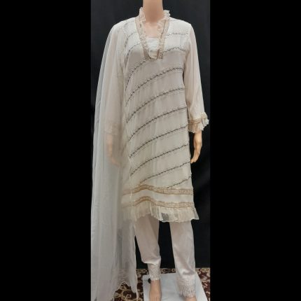 White Lacework Top With Pant And Dupatta 42
