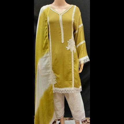Green Lacework Top With Pant And Dupatta 48