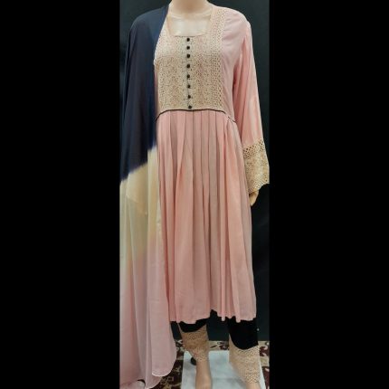 Peach Designer Frock With Pant And Dupatta 46