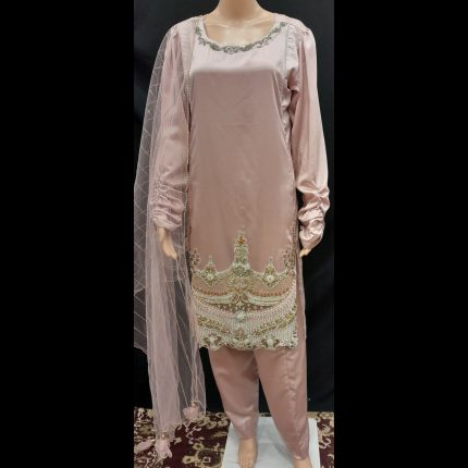 Light Pink Handwork Top With Pant And Dupatta 44
