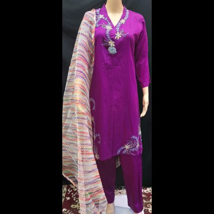 Dark Purple Designer Top With Pant And Dupatta 42
