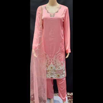 Light Pink Handwork Top With Pant And Dupatta 44