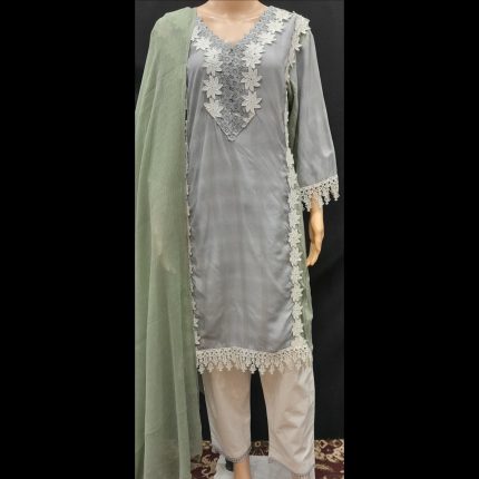 Dolphin Gray Top With Pant And Dupatta 44