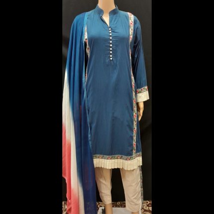 Ocean Blue Lacework Top With Pant And Dupatta 44