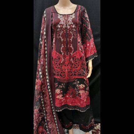Red Patchwork Cotton Printed Suit 50