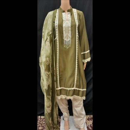 Olive Green Lacework Suit 40