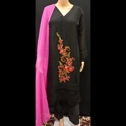 Black Handwork Embroided Suit 40