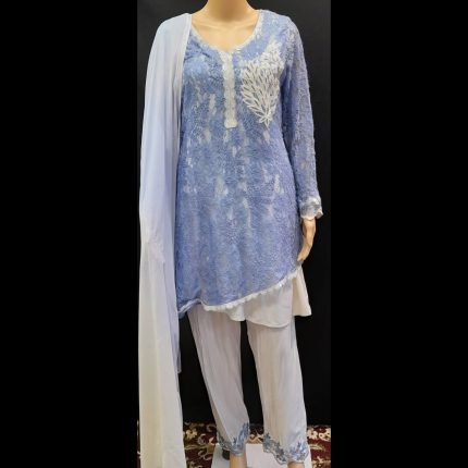 Uranian Blue Frock With Pant And Dupatta 40