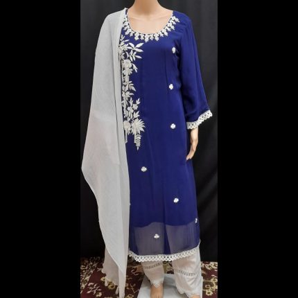 Midnight Blue Embroided Top With Pant And Dupatta 40