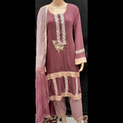 Twilight Purple Lacework Top With Pant And Dupatta 38