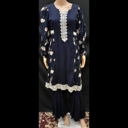 Navy Blue Top With Garara 38