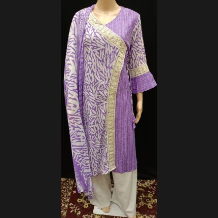 Bright Purple Cotton Lacework Suit 46