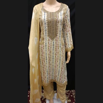 Golden Yellow Printed Lacework Suit Suit 46