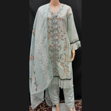 Seafoam Green Cotton Patchwork Suit 40