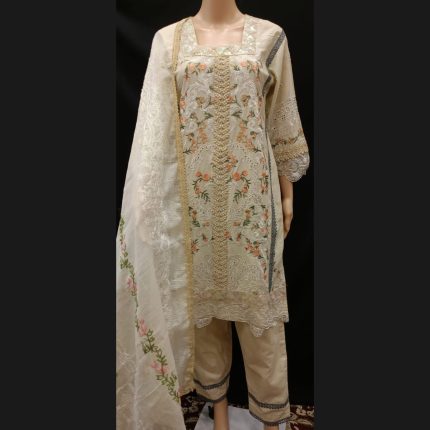 Cream Embroided Lacework Suit 40