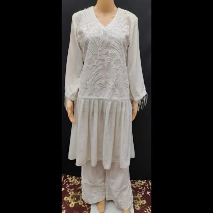 White Indo-western Co-ord Set 42