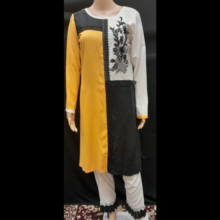 Yellow Navy Blue And White Colour Block Co-ord Set40