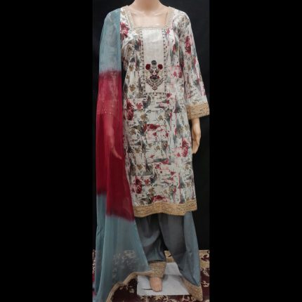 Cream Cotton Farshi Salwar Suit 46