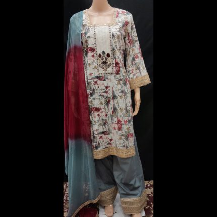 Gray Cotton Farshi Salwar Suit 40