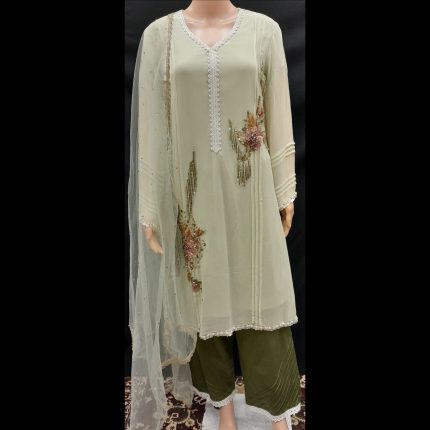 Light Green Handwork Designer Suit 40