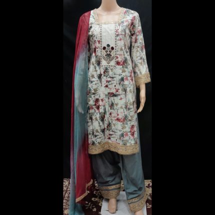 Cream Cotton Farshi Salwar Suit 38