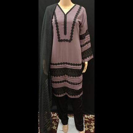 Mauve Lacework Designer Suit 38
