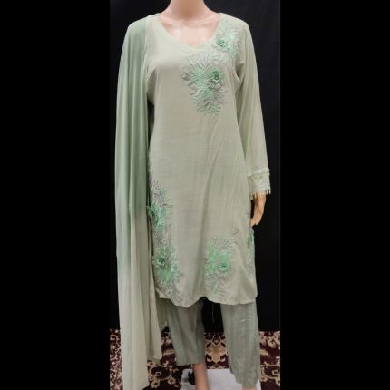 Pastel Green Cotton Patchwork Suit 44