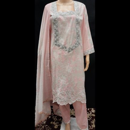 Blush Pink Printed Cotton Lacework Suit 50