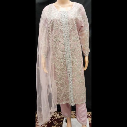 Pink and Silver Embroidered Suit 46