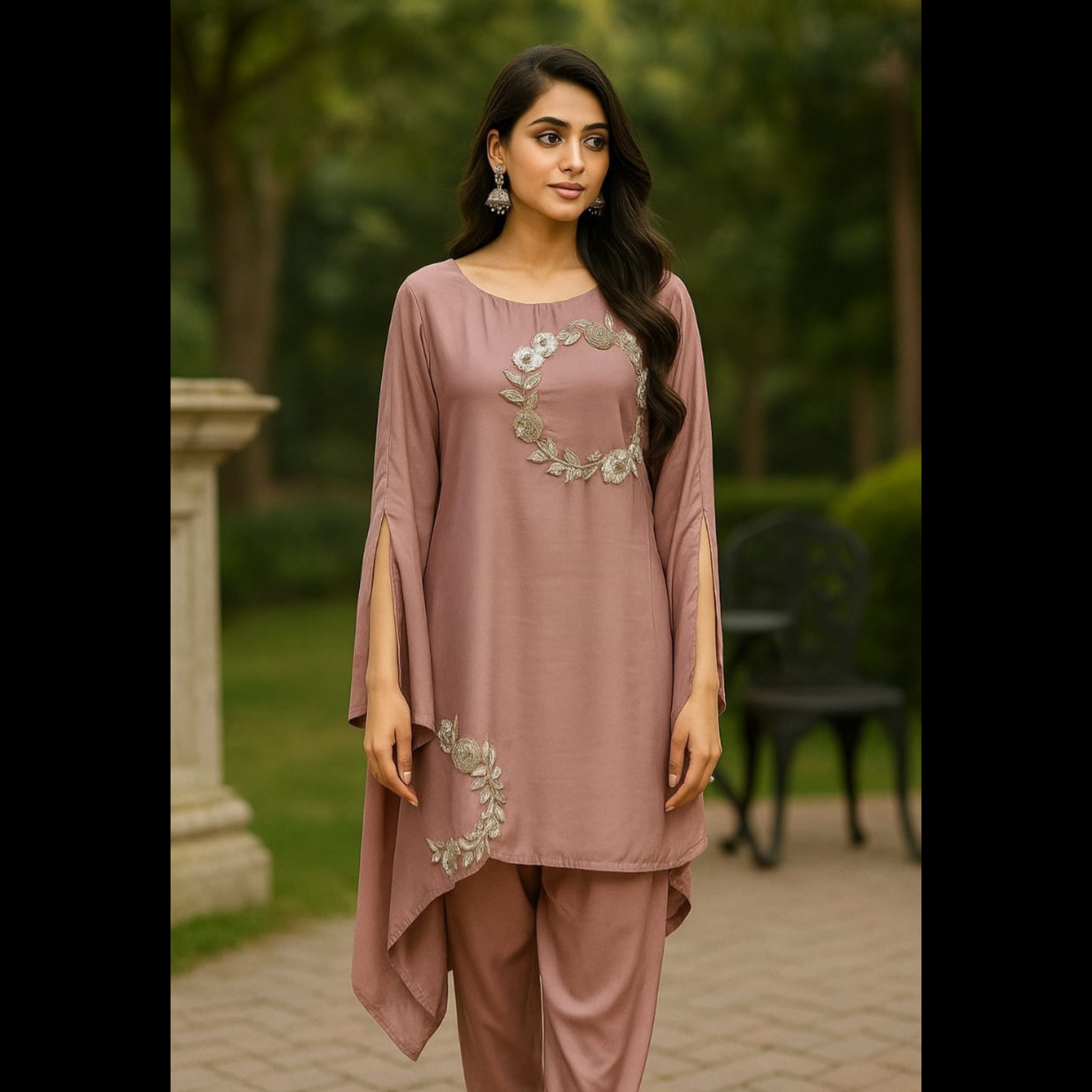Rose Quartz Hand Embellished Kaftan 42