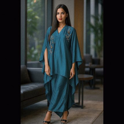 Ocean Breeze Hand Embroidered Kaftan 44