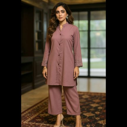 Handwork Co-ord Set Dusty Mauve Top With Pant 50