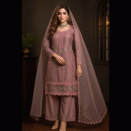 Lavender Handwork Embroidered Designer Suit 50