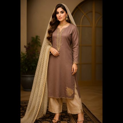 Dusty Mauve Delicate Hand Embroidery Embellishment Suit 50