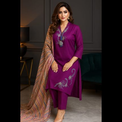 Dark Purple Designer Top With Pant And Dupatta 42