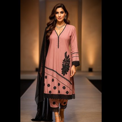 Pastel Pink Lacework Top With Pant And Dupatta 44