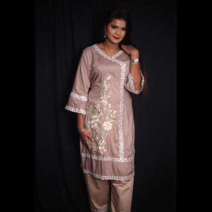 Light Brown Designer Top With Pant And Dupatta 44