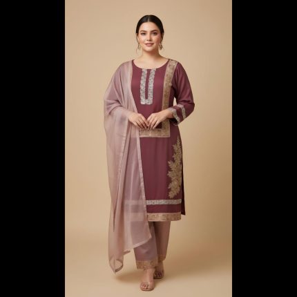 Mauve Lacework Top With Pant And Dupatta 46