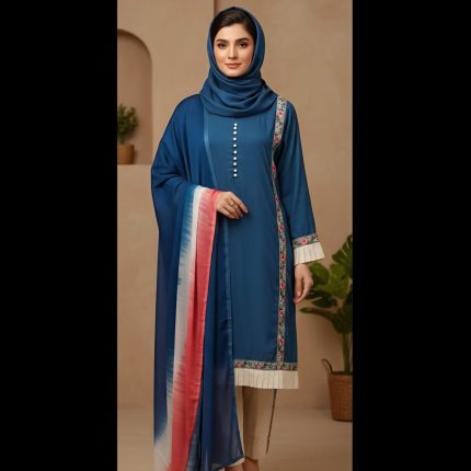 Ocean Blue Lacework Top With Pant And Dupatta 44