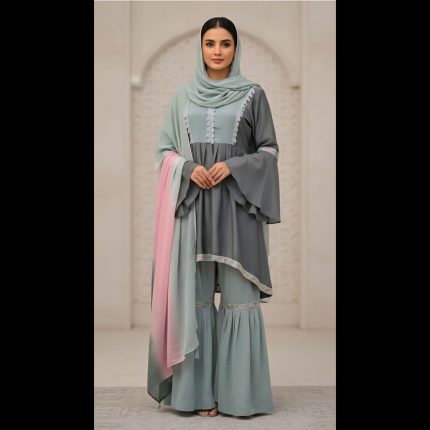 Olive Green Top With Garara And Dupatta 44