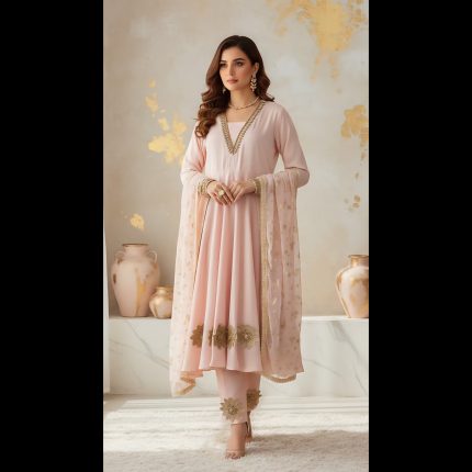 Pink Frock With Pant And Dupatta 44